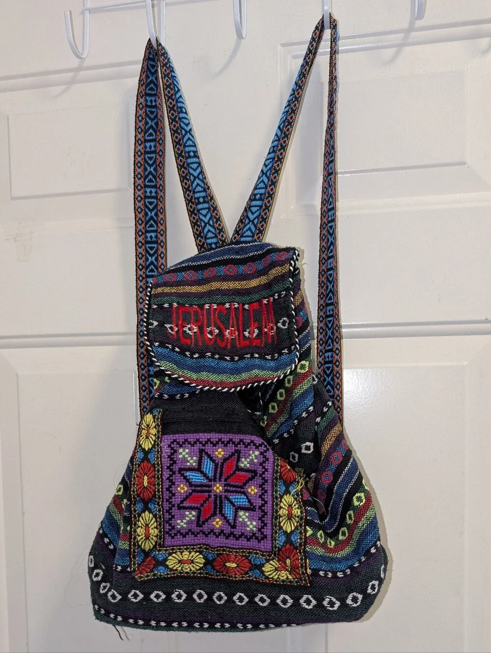 Hand-Embroidered Multicolor Jerusalem Backpack